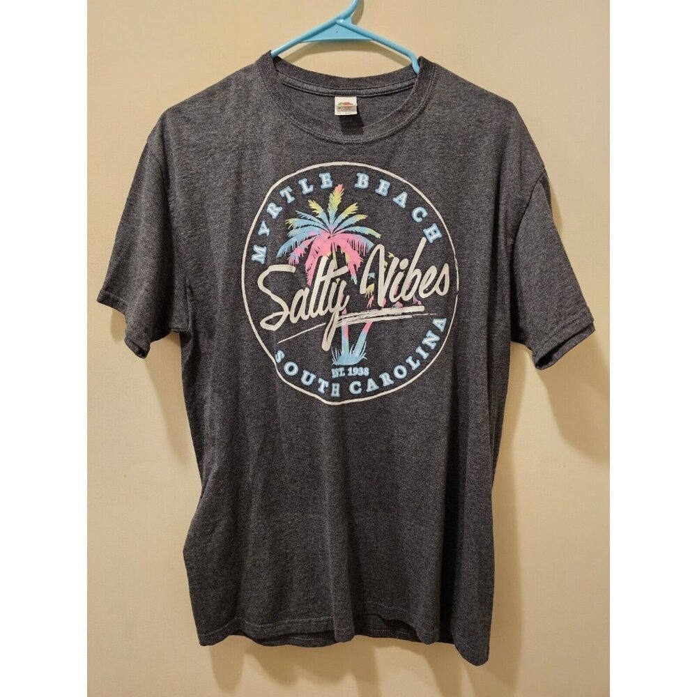 Fruit of the Loom Myrtle Beach Salty Vibes T Shirt Gray Size M